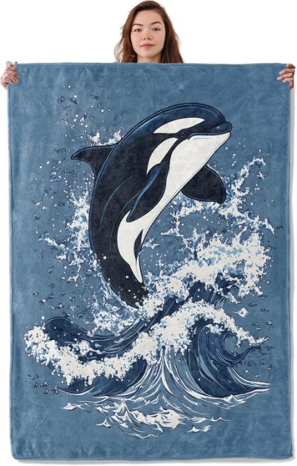 Jumping Killer Whale Blanket