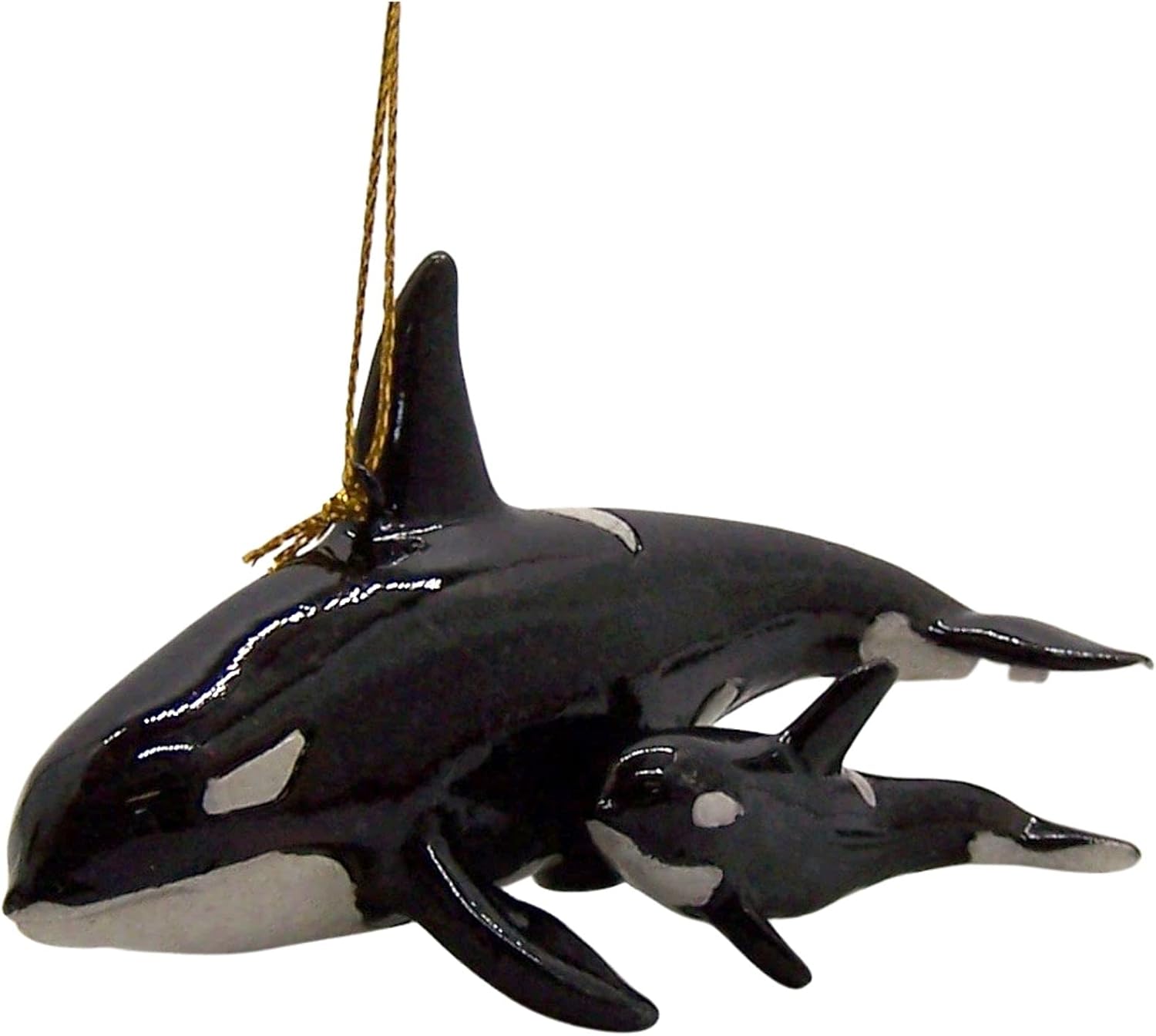 Orca Whale with a Baby Whale Christmas Ornament