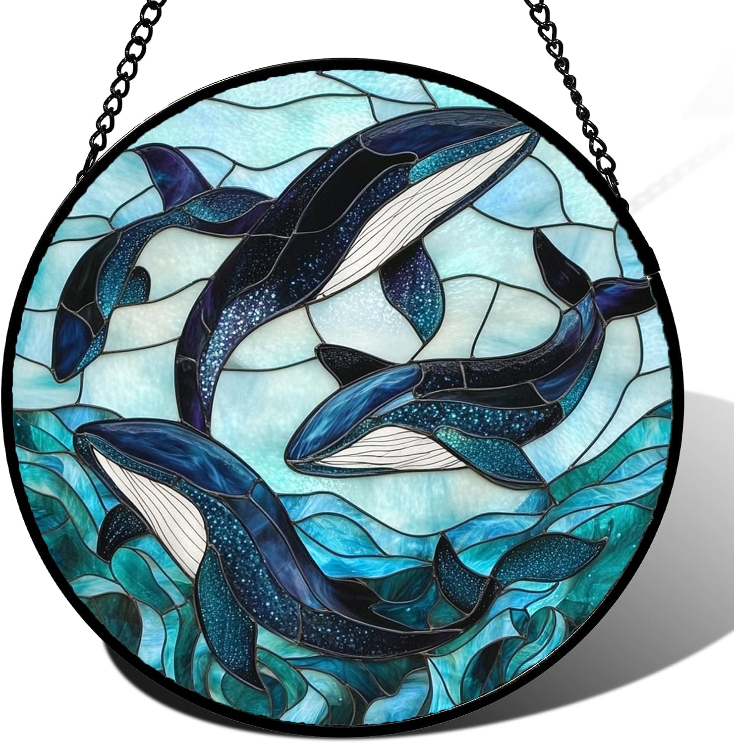 Whale Stained Glass Window Hanging