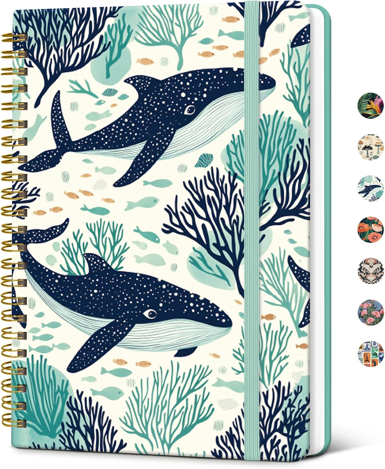Whale Lined Spiral Journal Notebook