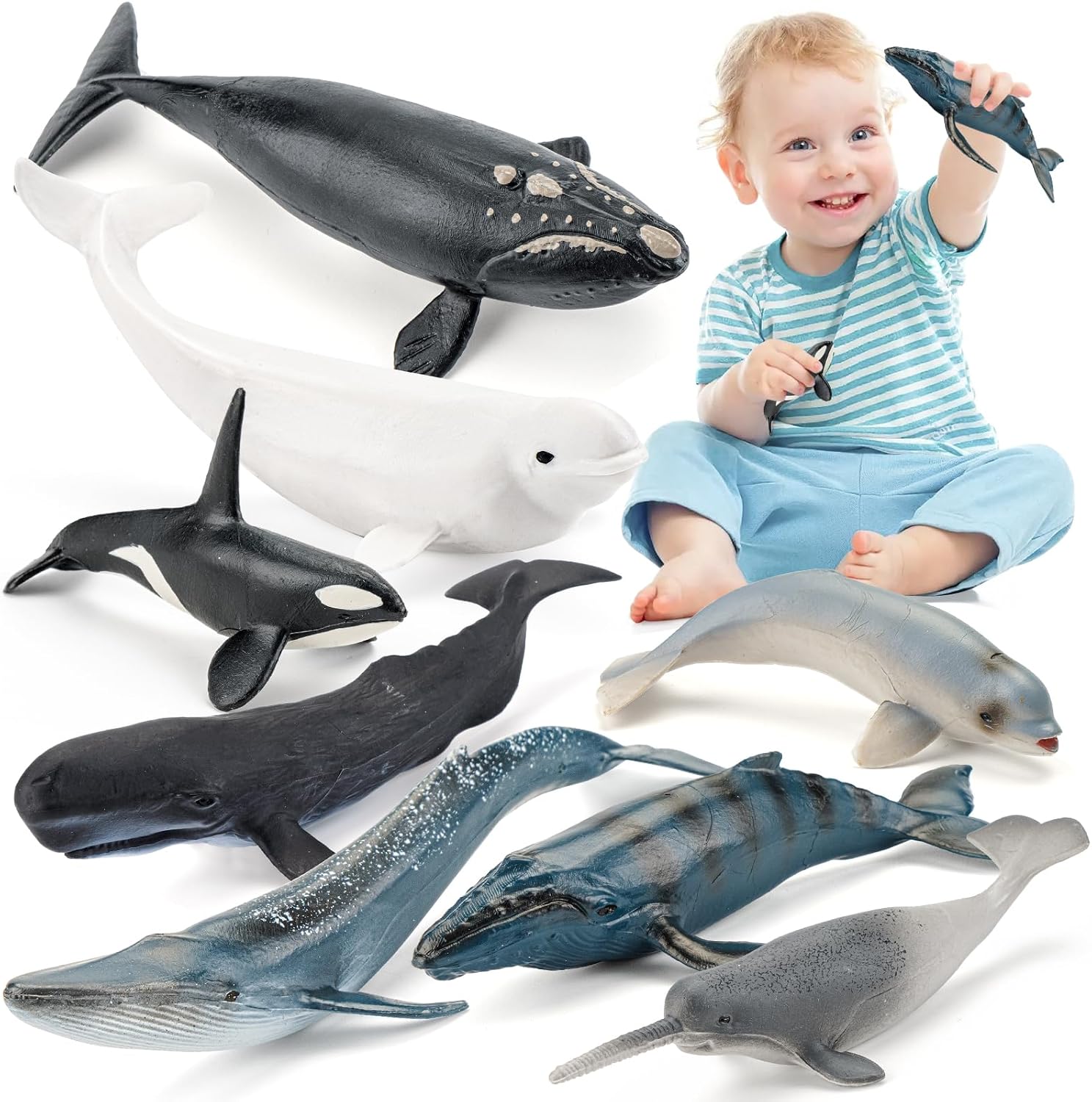 8PCS Whale Figurines Toys