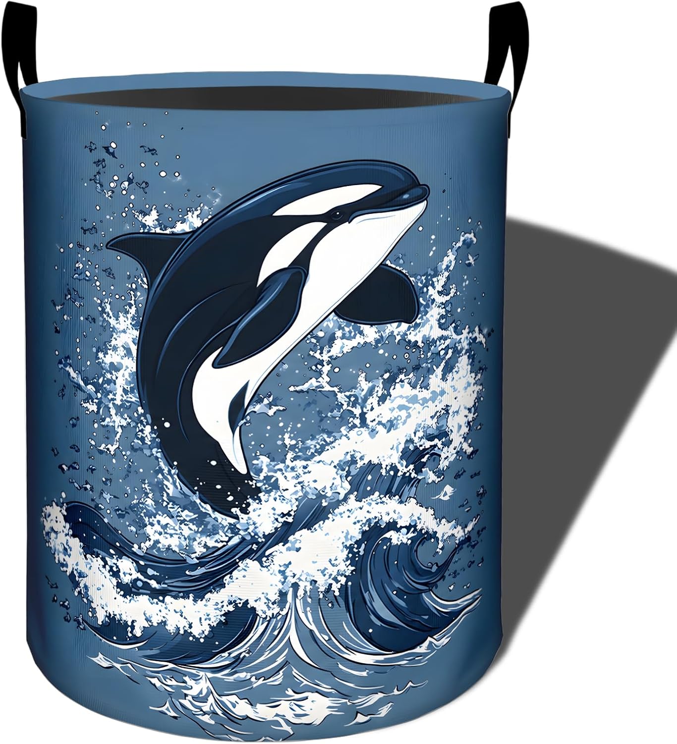 Orca Laundry Basket, Coastal Whale Waterproof Fabric Hamper